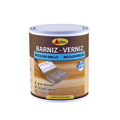 Barniz incoloro al agua brillante 750 ml